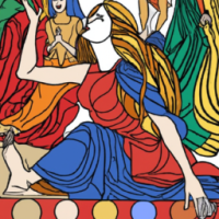 Versión del Nacimiento de Venus de Botticelli si hubiera sido pintada por Kandinsky
